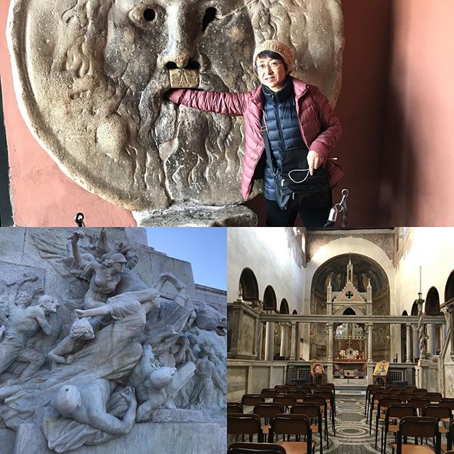 ローマ観光3日目、歩き回ってやっと見つけた真実の口！ 嘘で塗り固めた人生ですが、許してくれたようで、まだ手があります(^｡^) あとで日本に帰って、ブログにレポ書きます！#ローマ #イタリア #海外旅行 #roma #itary