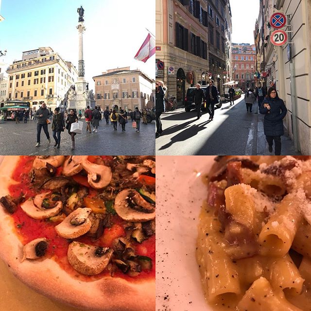 ローマ観光最終日。今日は主人のリクエストで今までの復習(^｡^) スペイン広場 からトレビの泉へ向かう小道。カルボナーラを食べていなかった事に気ずきカルボナーラと、きのこのピザを食べました(^｡^) 後ほど日本で詳細レポ書きます。#ローマ #イタリア #海外旅行 #roma #itary